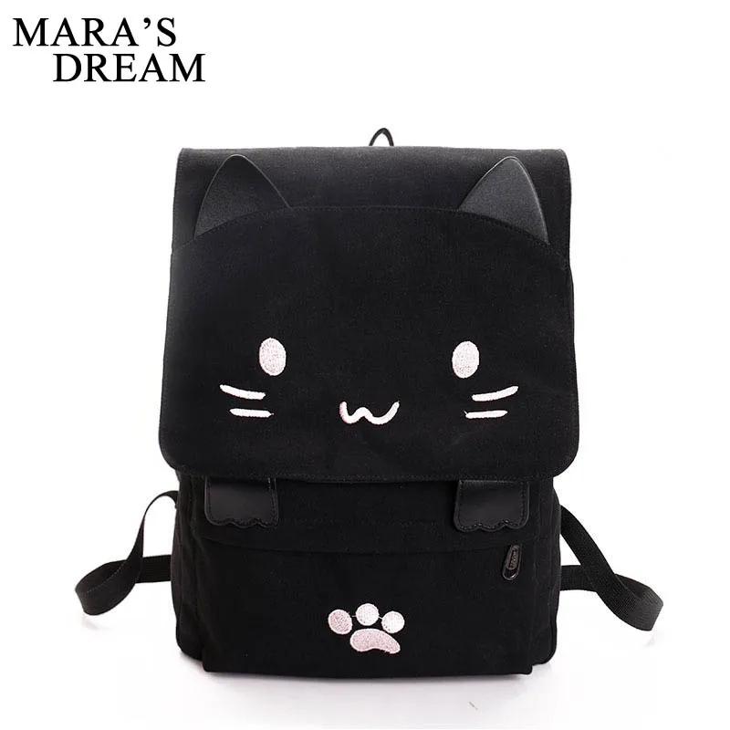 

Mara's Dream Trend Women Backpack Preppy Style Female College Students Back Pack Cute Cat Pattern Printing Girls School Knapsack