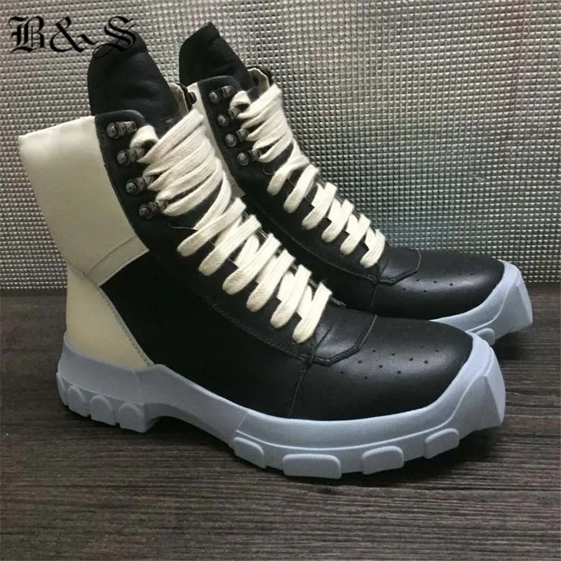 Черный и уличный стиль; коллекция года; зимние мужские ботинки в стиле хип-рок из натуральной кожи; ботинки на толстой подошве в винтажном стиле; военные ботинки - Цвет: 1