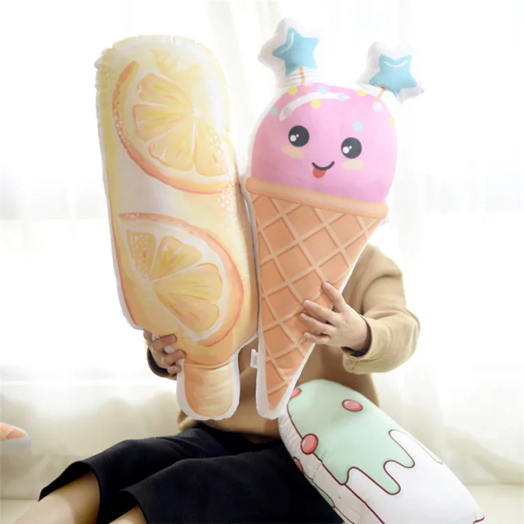 Kawaii в форме мороженого подушка мягкая короткая плюшевая подушка забавная спальня окно декоративная подушка удобная задняя Подушка Детские игрушки