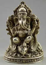 Коллекционные Декор Старый Тибет Серебряные Резные Индия Слон Бог Богатства Статуя