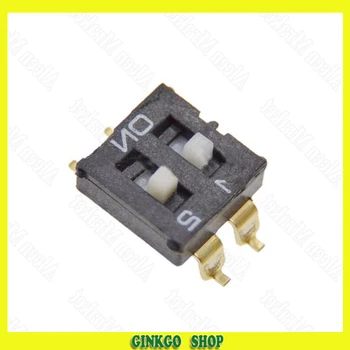 

50pcs/lot DIP Switch 2.54mm SMT 2P 2Position Gold Pin Black