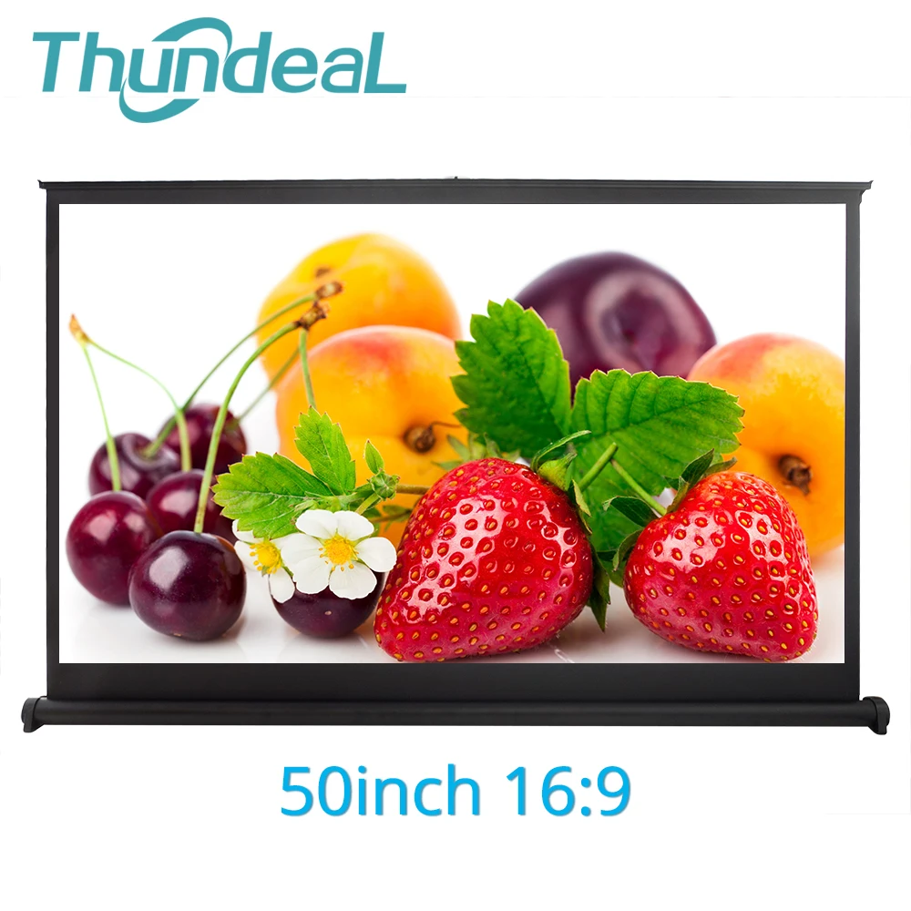 

ThundeaL 50 inch 16:9 Projector Screen 3D Film Movie Video DLP Projector Portable Matte White Projection Hanging Table Screen