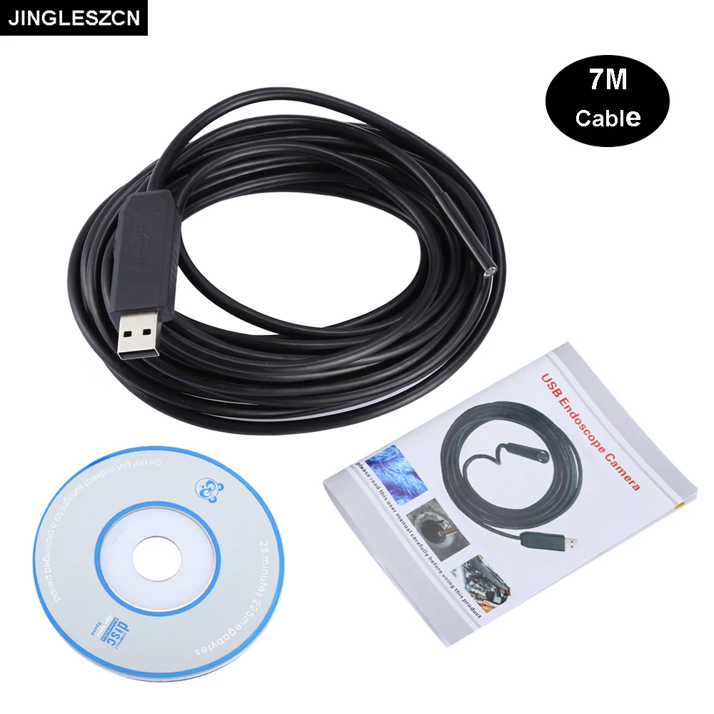 

JINGLESZCN USB Endoscope Mini Camera 5.5mm Dia 7m Length Waterproof IP67 Inspection Borescope 6 LED Snake Video Cam Night Vision