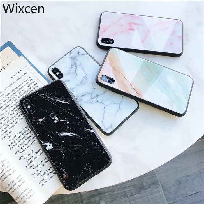 Wixcen Marble Tempered Glass Phone Case for IPhone XS XSMAX X 8 7 6 6s Plus All Inclusive Soft Edge Cover Coque Fundas |