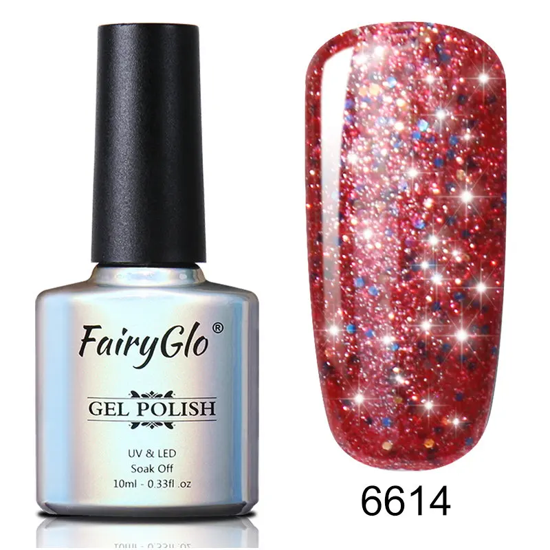 FairyGlo 10 мл Блестящий лак для ногтей Soak Off Semi Perment Nail Art Гибридный лак для стемпинга Эмаль Гель-лак Vernis Ongle - Цвет: 6614