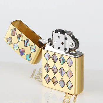 

Metal gift lighters,The cigarette lighter,Pure copper shell classic color shellfish kerosene windproof lighter
