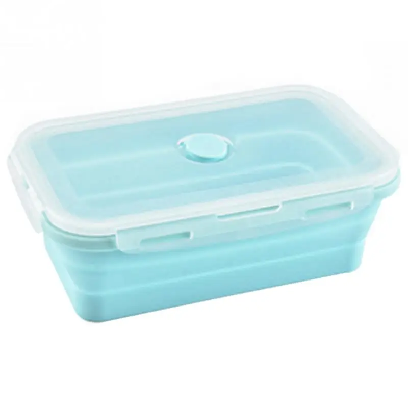 

4 Sizes Blue Pink Eco-Silicone Food Container Collapsible Picnic Lunchbox Food Case Food Storage Bento Box