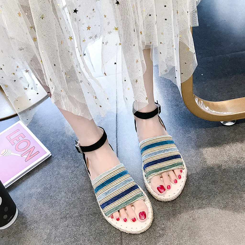 

SAGACE New Summer 2019 Women's Girls Mixed Color Platform Thick Open Toe Shoes Chaussures Femme Crystal Roman Casual Sandals J15