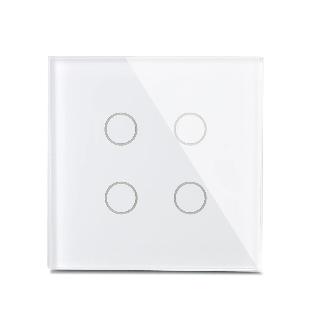 Smart Home 2017 New Arrival Luxury Crystal Glass Wall Switch Touch Switch 4 Gang 1 Way UK