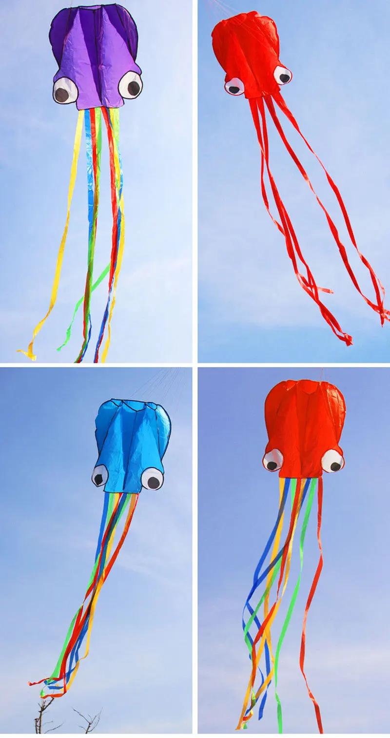 5Pcs 4m Frameless Octopus Shape Inflatable Single Line Kite Kids Easy to Fly 