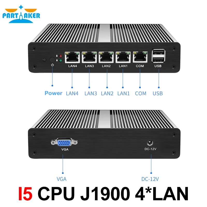 Безвентиляторный мини ПК pfSense сервер Celeron J1900 Четырехъядерный 4 гигабитный LAN