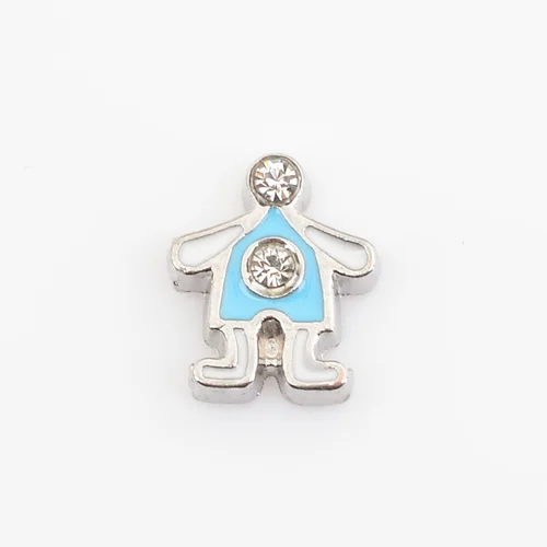 

Blue boy with rhinestones, floating locket charm, Fit floating locket FC0031