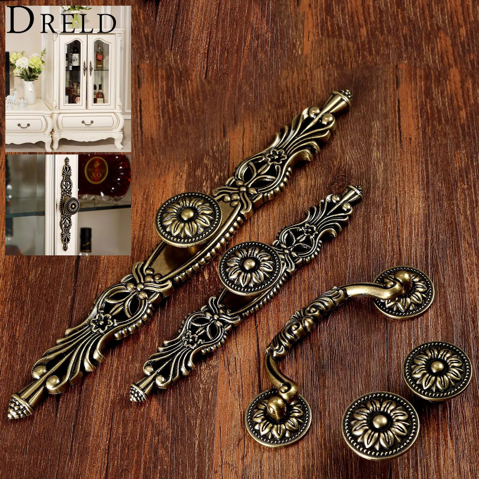 DRELD الأثاث العتيق مقبض خمر مجلس الوزراء المقابض خزانة دولاب درج المطبخ سحب مقبض الأثاث Hareware DRELD الأثاث العتيق مقبض خمر مجلس الوزراء المقابض خزانة دولاب درج المطبخ سحب مقبض الأثاث Hareware