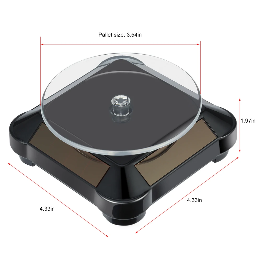 360 Turntable Solar Showcase Automatic Rotating Stand For Necklace Bracelet 110*110*50mm Watch Display