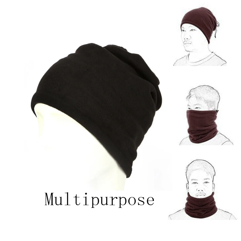 

1PC 3 In 1 Winter Unisex Women Men Sports Scarves Thermal Fleece Scarf Neck Warmer Face Mask Beanie Hats IU874630
