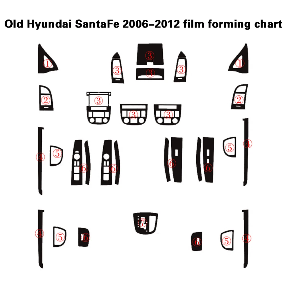 Для Старого hyundai SantaFe 2006-2012 внутренняя Центральная панель управления дверная ручка наклейки из углеродного волокна наклейки аксессуары для автомобиля