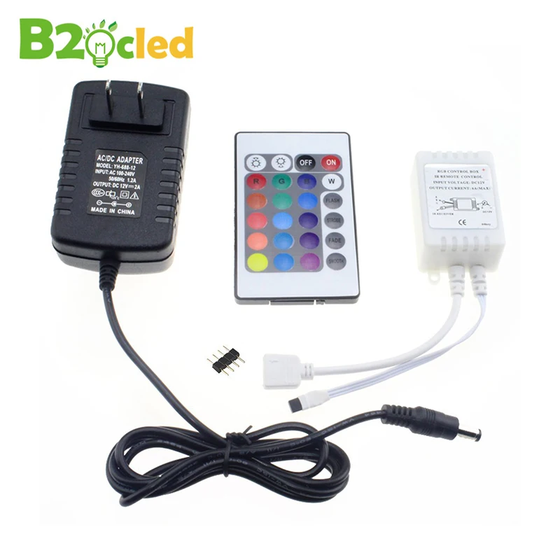 24 Key IR Remote Controller Wireless DC 12V 2A Power Supply adapter Connector For RGB LED strip Flexible light tape 5050 3528