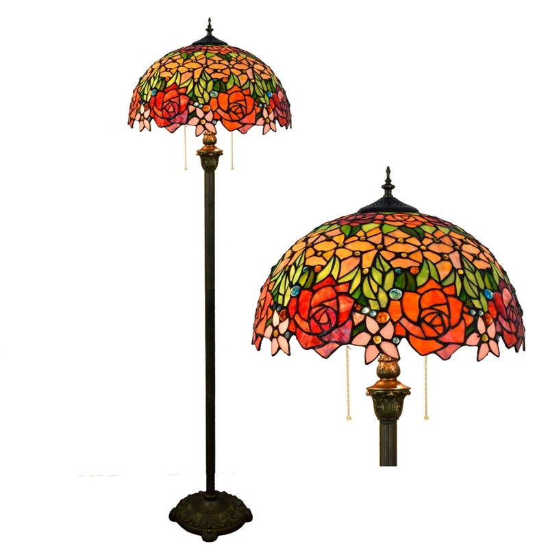 Euignis Vintage Floor Lamps European Style Creative Stained Glass