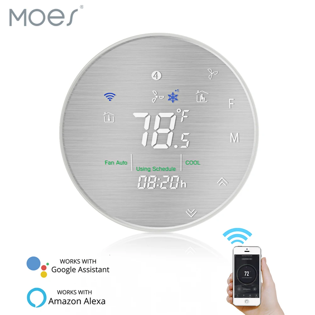 Moes Smart wi-fiпрограммируемый термостат, чехол под шлифованный Металл Панель, Smart Life/Tuya приложение дистанционное управление, работает с Alexa Google