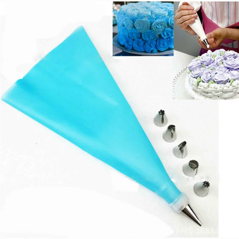 8 PCS/Set Silicone Kitchen Accessories Icing Piping Cream Pastry Bag + 6 Stainless Steel Nozzle Set DIY Cake Decorating Tips Set 8 PCS/Set Silicone Kitchen Accessories Icing Piping Cream Pastry Bag + 6 Stainless Steel Nozzle Set DIY Cake Decorating Tips Set