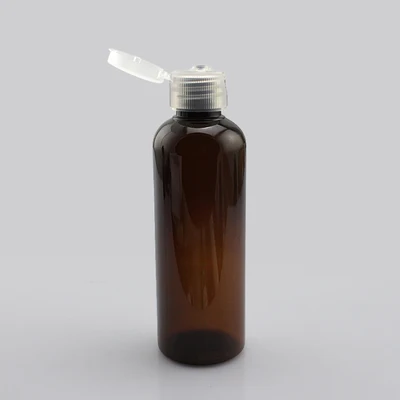 10 шт./лот) 100 мл пластиковые бутылки для шампуня с откидной крышкой, многоразовая упаковка для шампуня для путешествий ПЭТ-бутылки - Цвет: Clear Brown