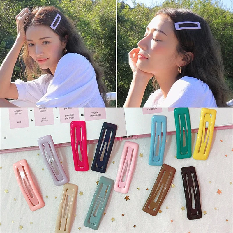 Color Square Candy Hair Clips Alloy Girl Hairpin Summer Cartoon Hairclips BB Clip Fashion Solid color Hair Accessories 90cm manual hand rolled twill silk scarf women cartoon big tree print curled square scarves echarpes foulards femme wrap bandana