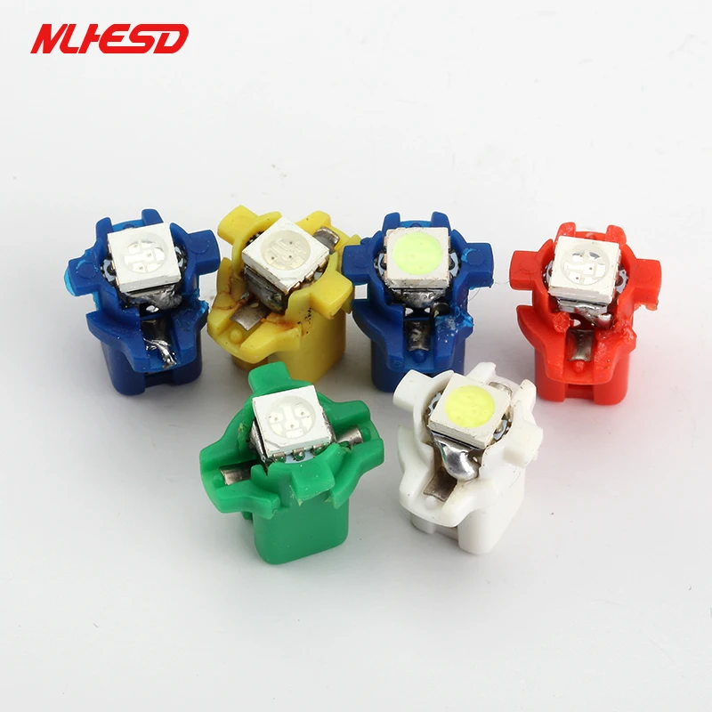 100pcs Instrument Light 12V T5 B8.3 B8.3D 5050 smd 1 led Auto Wedge Dashboard Indicator white red blue yellow green | Автомобили и