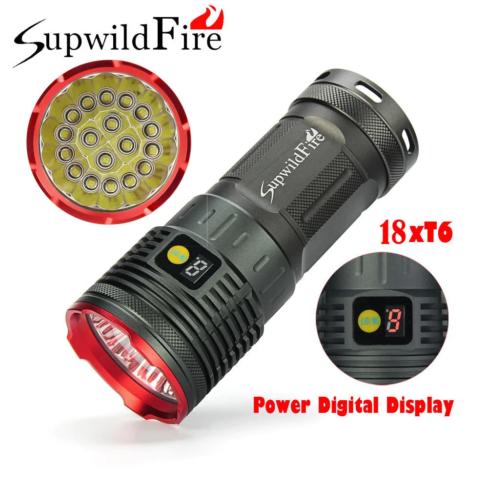Supwildfire 18 x XM L T6 светодиодный мощный цифровой дисплей для охоты Flashligt фонарик Latarka