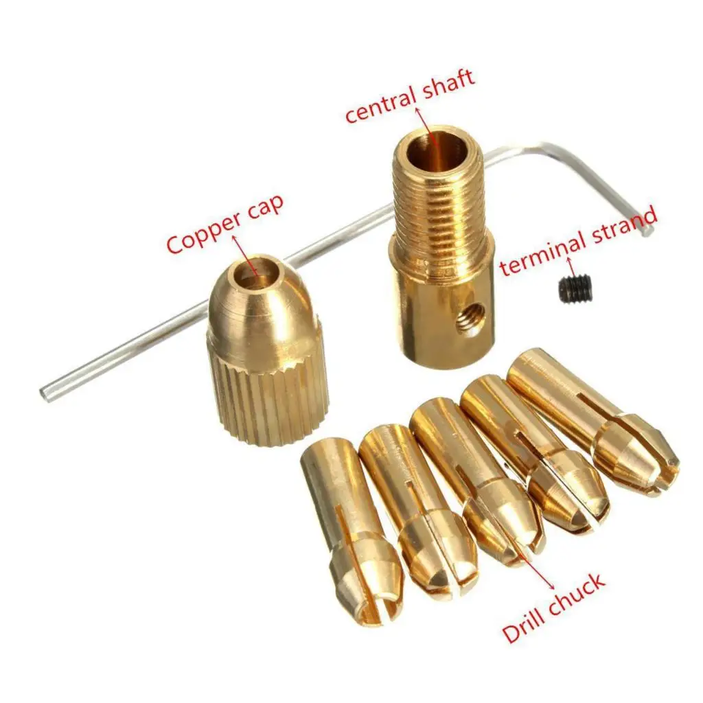 

7Pcs 0.5-3mm Drillpro Small Electric Drill Bit Collet Micro Twist Chuck Set Tool Free Shipping
