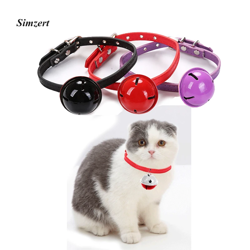 

Simzert Cat Collar Colorful Large Bell PU Leather Suitable for Cats and Dogs Adjustable Size Pet Collar with Bell Pet Supplies5z