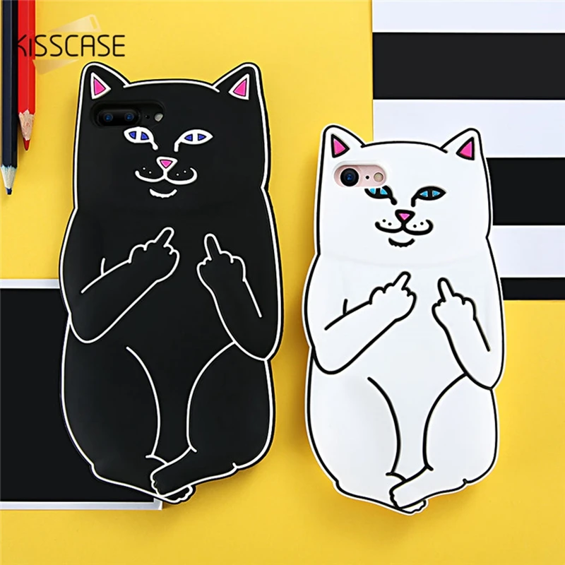 

Floveme Original 3D Cartoon Cat Cover For Apple iPhone5 Pink Rose White Black Case For iPhone 5S Cute Funny Soft Back Case