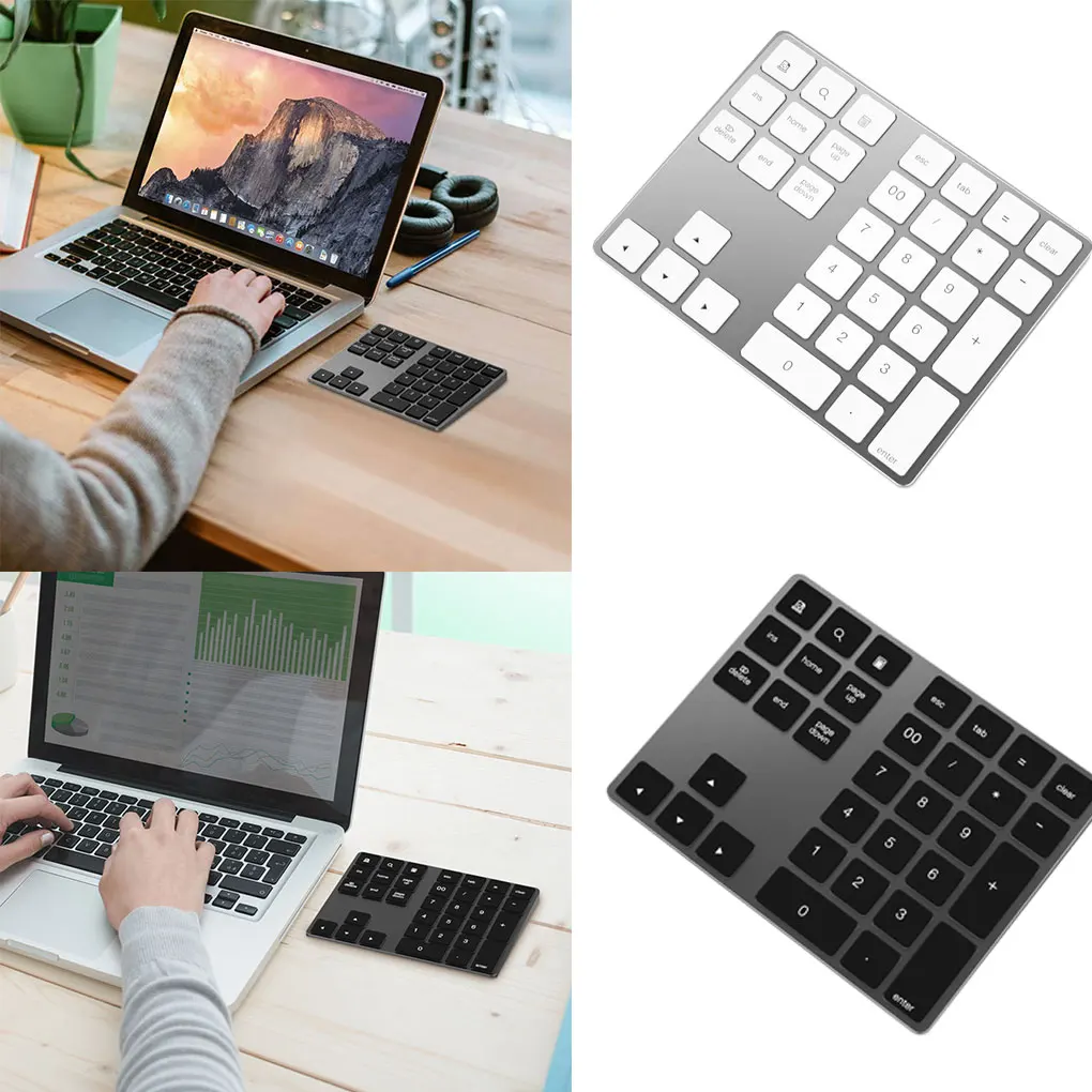 

Aluminum Alloy Bluetooth Number Pad Rechargeable Wireless Numeric Keypad Slim External Numpad Keyboard