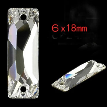 

Factory Promotion 252pcs 6*18mm Cosmic Baguette Sew On Stone Crystal clearColor Rectangle Flatback Sewing DIY decoration 2holes