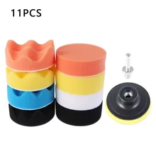 11 шт. 3 дюймов губки для полировки машины губка Полировочная Подушка Комплект полировочных машин с отделкой кристаллами адаптер полировка автомобильные аксессуары