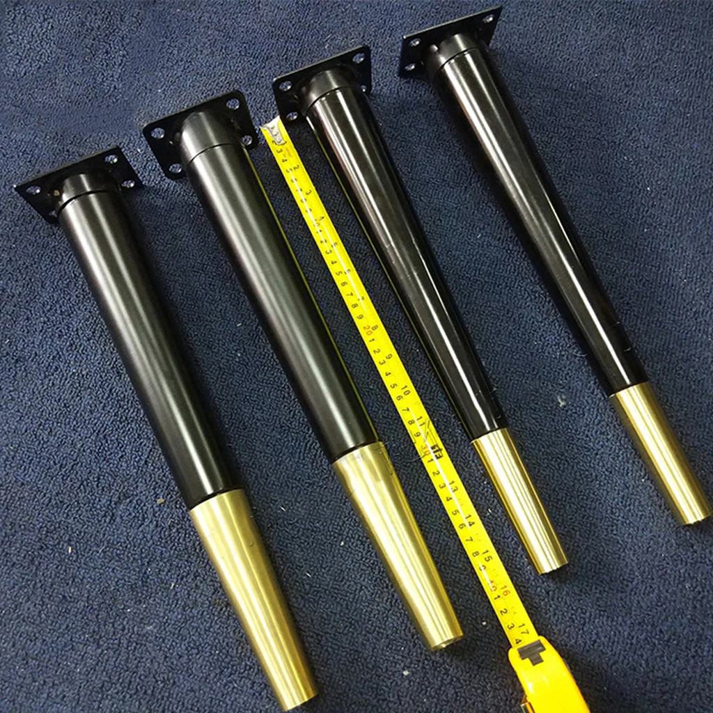 

(Pack of 4pcs) Furniture Straight Tall Wood Legs Iron Cabinet Table Sofa Chair Feet Gold Black H =400mm
