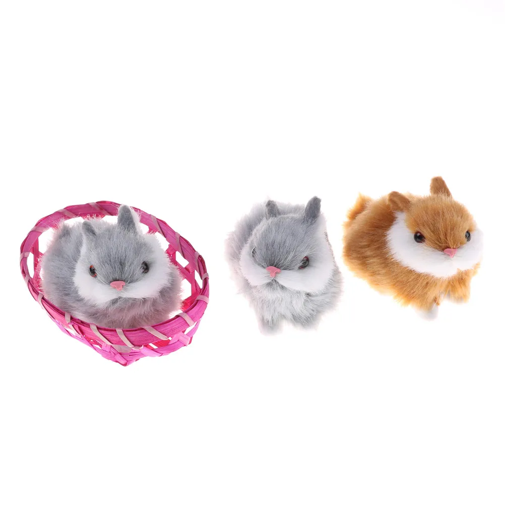 

9.5cmx7cm Mini Realistic Cute Furry Plush Rabbits Fur Lifelike Animal Easter Bunny Simulation Rabbit Toy Model Birthday Gift