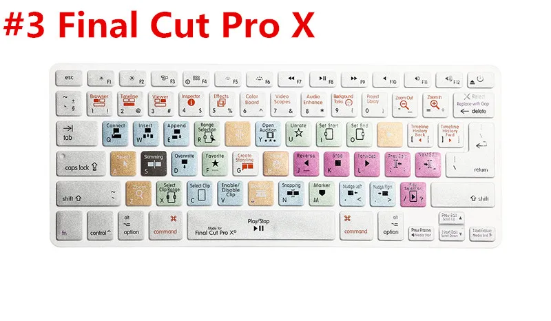 

US EU Universal version Silicone keyboard cover For apple final cut pro X Functional for Macbook Air Pro Retina 13 15 17