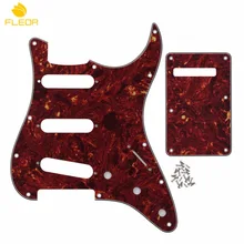FLEOR набор из 4Ply Красной черепаховой оболочки царапины пластины гитары 11 отверстий для Электрогитары накладку Страт SSS и задняя пластина и винты