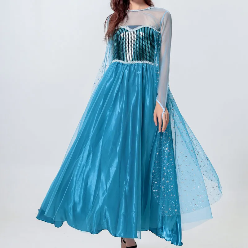 

Disney Frozen Elsa Dress Anna Girl's Dresses Princess Anime Cosplay Party Blue Dress Vestidos Halloween Costumes For Women Adult