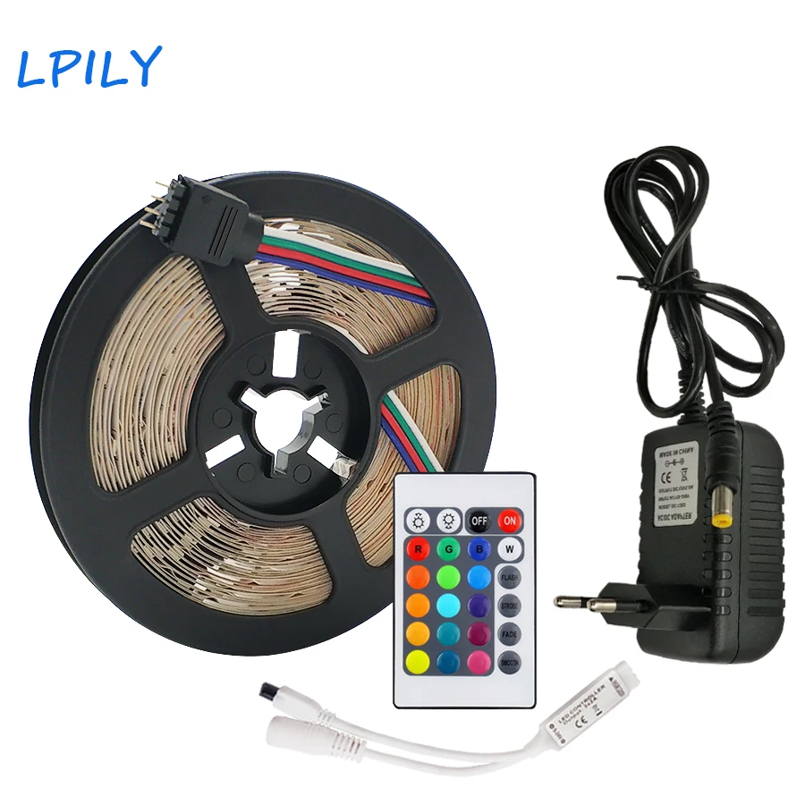 LPILY RGB светодиодные ленты свет 2835 SMD 5 м/светодио дный 10 м водостойкие гибкие ИК пульт дистанционного управления Питание от напряжения