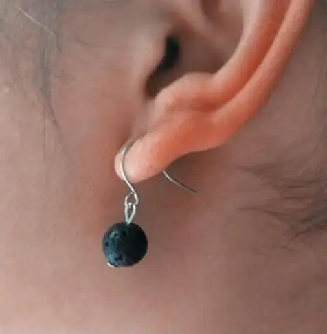

ex387 2019 New listing fashion retro elegant 8mm volcanic lava stone bead earrings female jewelry accessories