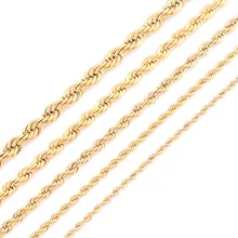 High Quality Gold Plating Rope Chain Stainless Steel font b Necklace b font For Women Men