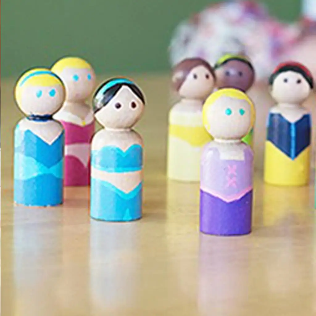 10x Wooden Peg Dolls Acorn Snowman Tree Unfinished Paint Stain DIY Crafts