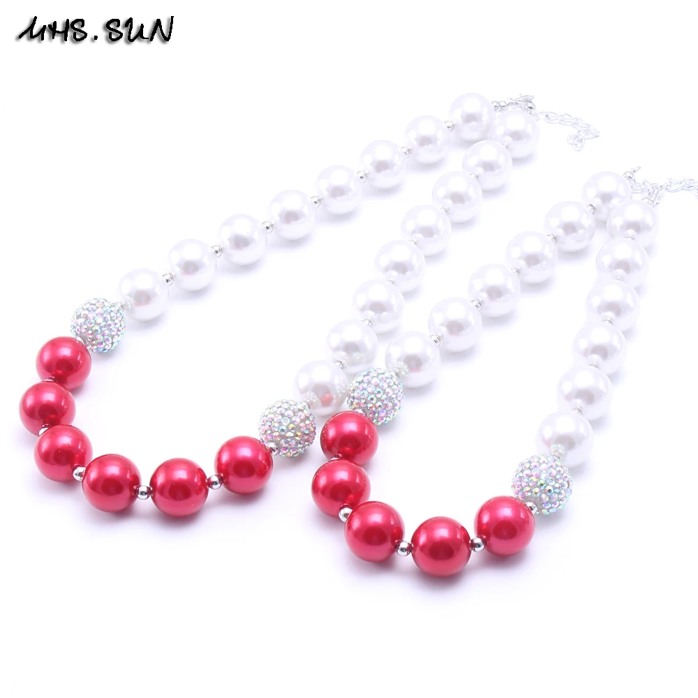 

MHS.SUN 1SET Mommy&Me Kid Chunky Necklace Bubblegum Bead Mommy Baby Girl Chunky Necklace Jewelry For Toddler Children