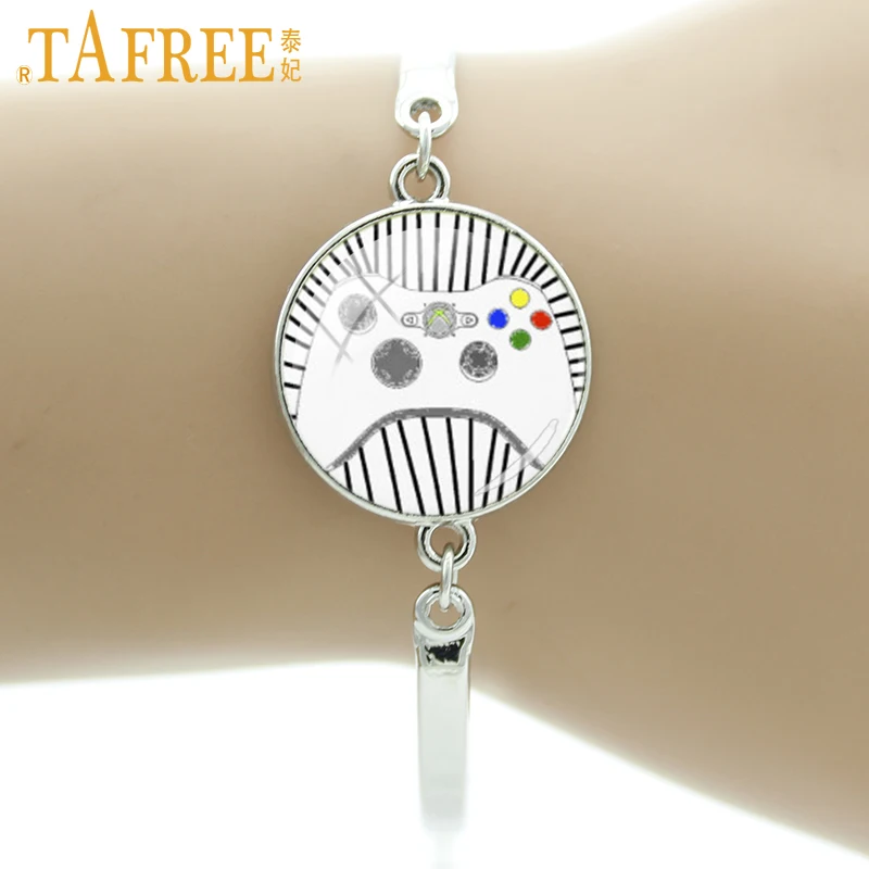 TAFREE Video Game Style Button Bracelets games controller black white