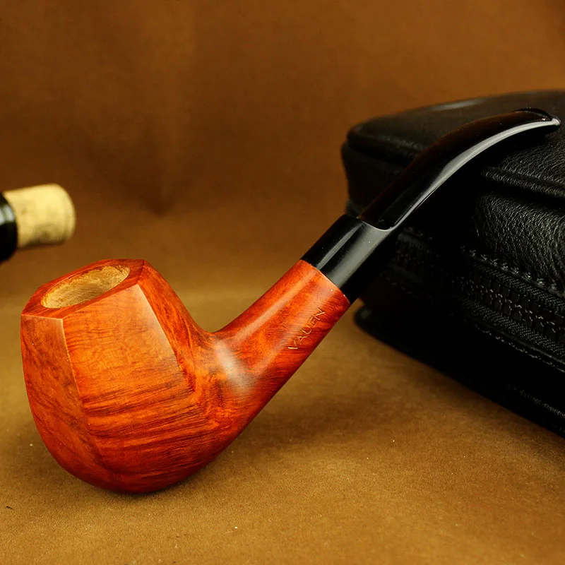 

Superior Quality Bruyere Bent Type Food-grade Plastic Mouthpiece Smoking Pipe Wooden Tobacco Pipe W/ 9mm Filter Element