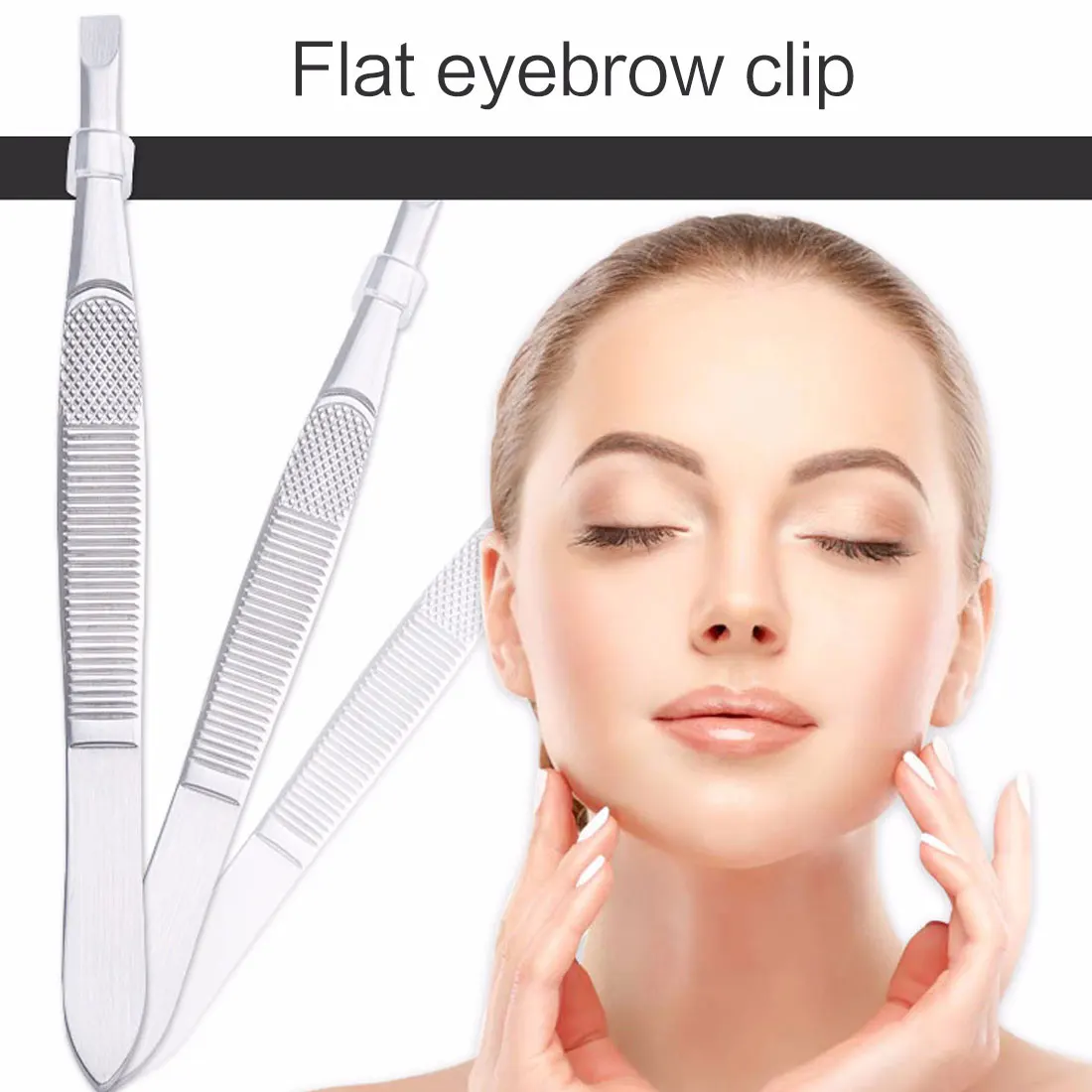 Stainless Steel Eyebrow Mesh Stripe Handle/ Eyebrow Tweezers