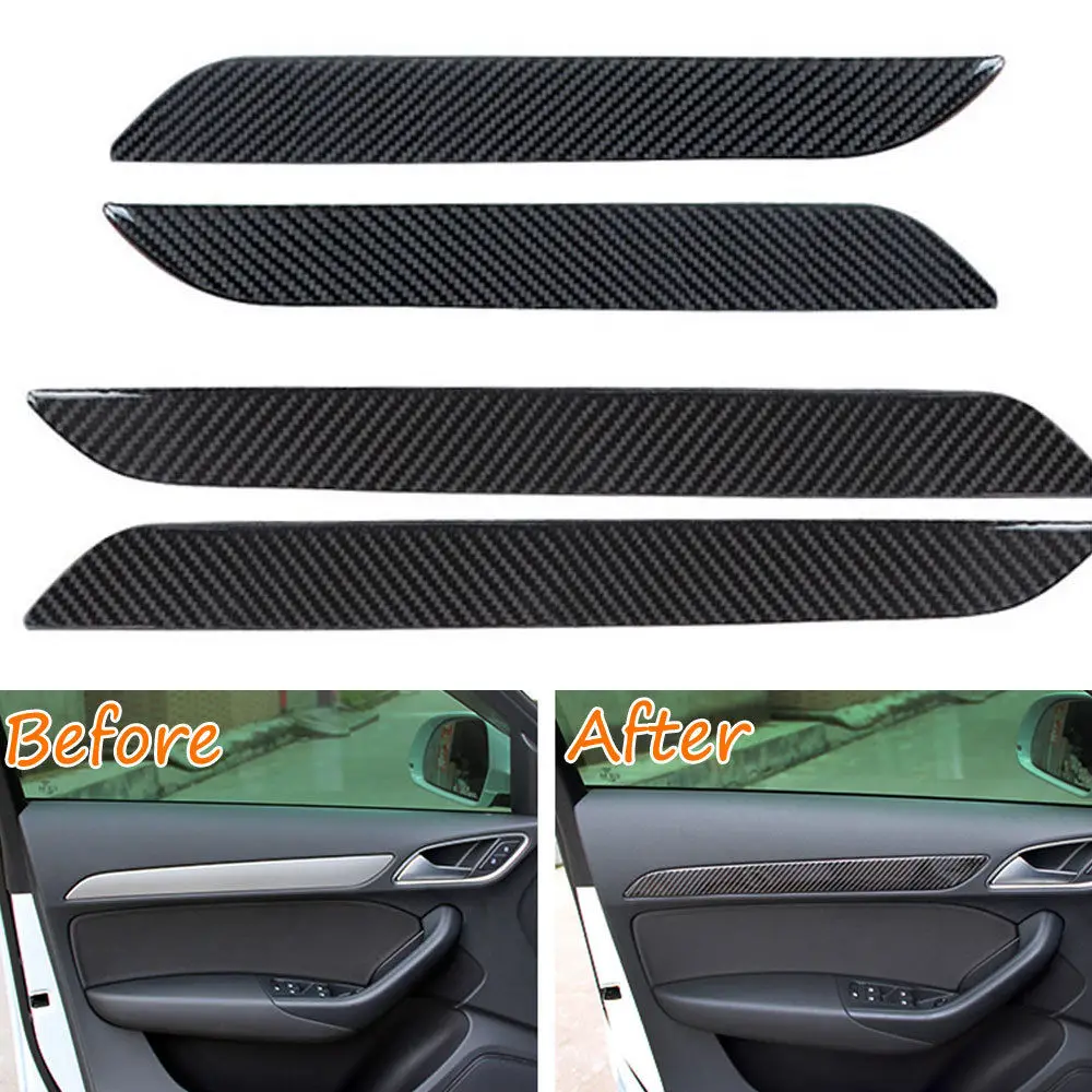 Fit For Audi Q3 2013-2018 Real Carbon Fiber Interior Door Panel Cover Trim  1PCS