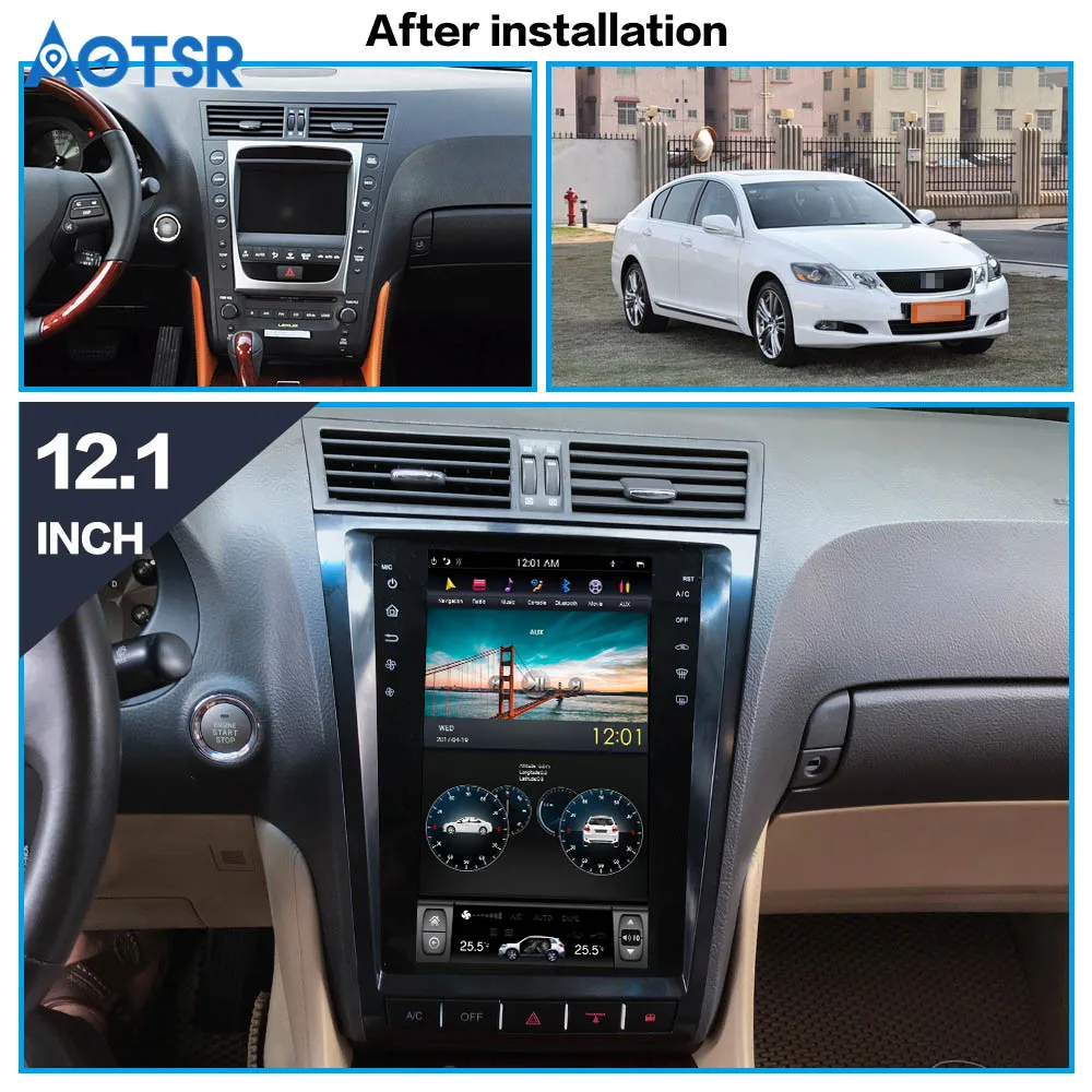 Perfect 12.1"Tesla IPS Screen Android 6.0 For lexus GS GS300 GS350 GS450 GS460 2004-2011 Radio GPS Map Navigation No DVD Player 1