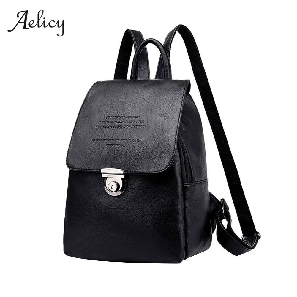 

Aelicy Women Backpacks High Quality PU Leather Solid Backpack 2019 New Design Korean Fashion Backpack Schoolbag Mochila Feminina